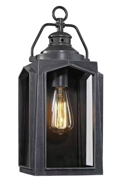 1-Light Charred Iron Outdoor Wall Lantern Sconce