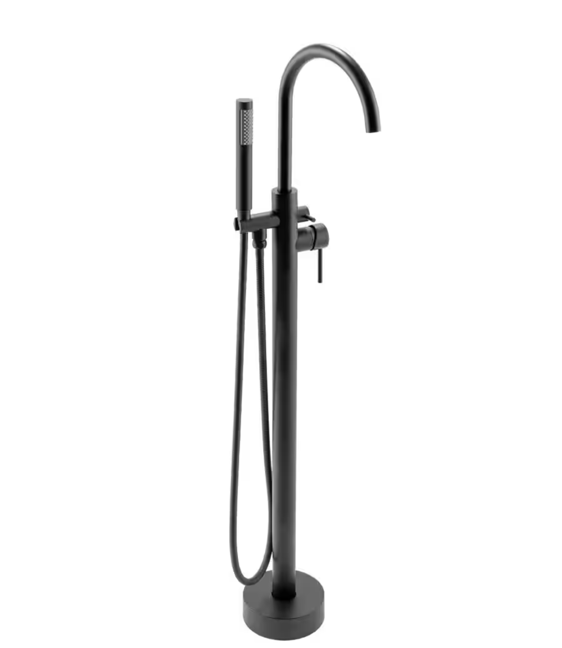 AKDY - 1-Handle Freestanding Floor Mount Tub Faucet Bathtub Filler with Hand Shower in Matte Black