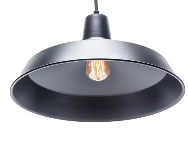 1-Light Matte Black Barn Light Pendant