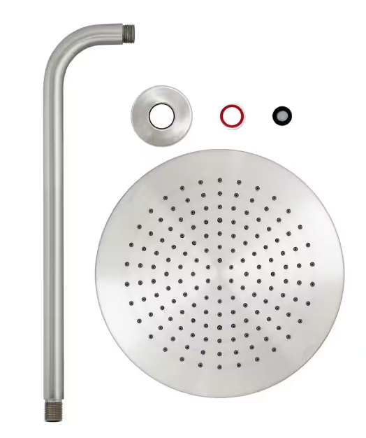 1-Spray 10 in. Single Wall Mount Waterfall Fixed Rain Shower Head in Satin Nickel