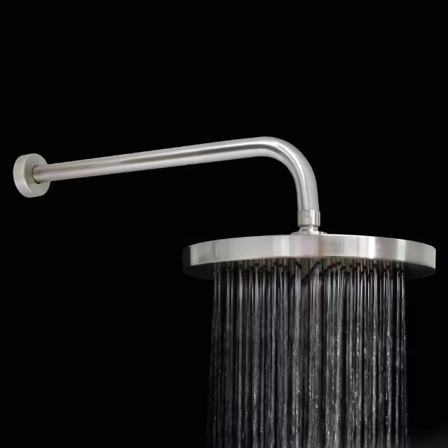 1-Spray 10 in. Single Wall Mount Waterfall Fixed Rain Shower Head in Satin Nickel