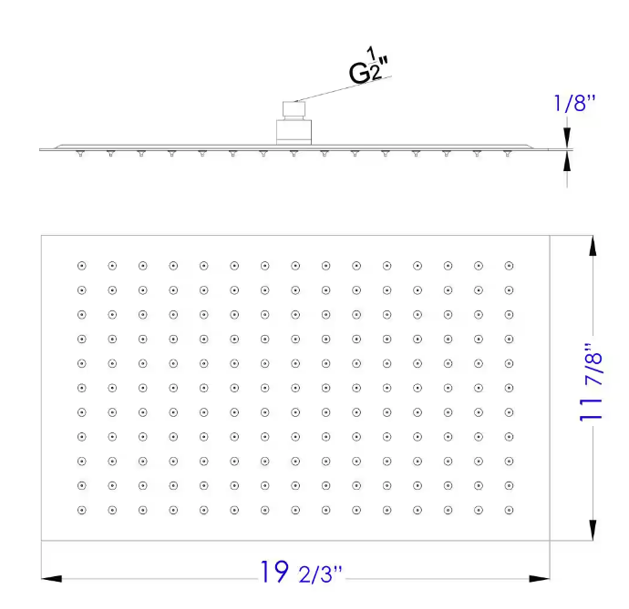 1-Spray 20 in. Single Ceiling Mount Fixed Rain Shower Head in Brushed Stainless Steel