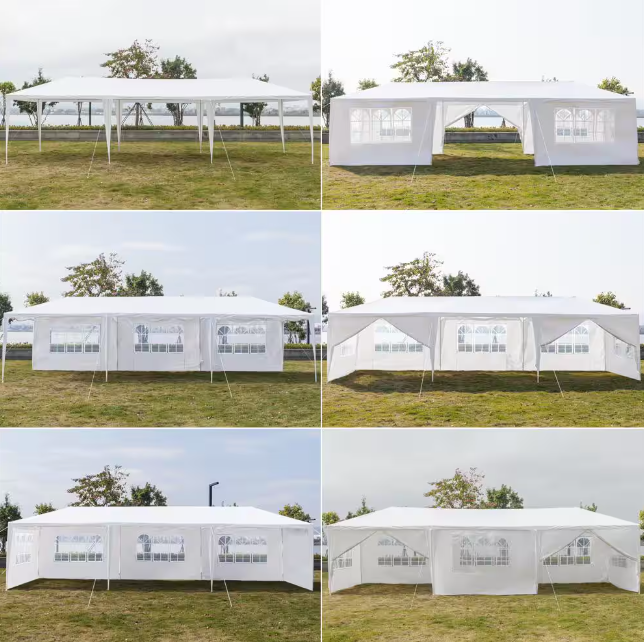 10 ft. x 30 ft. White Party Wedding Tent Canopy 6 Sidewall and 2-Doors