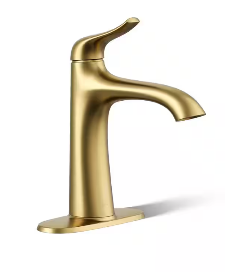 Easmor Single-Handle Single Hole Bathroom Faucet in Vibrant Brushed Moderne Brass (KOHLER)