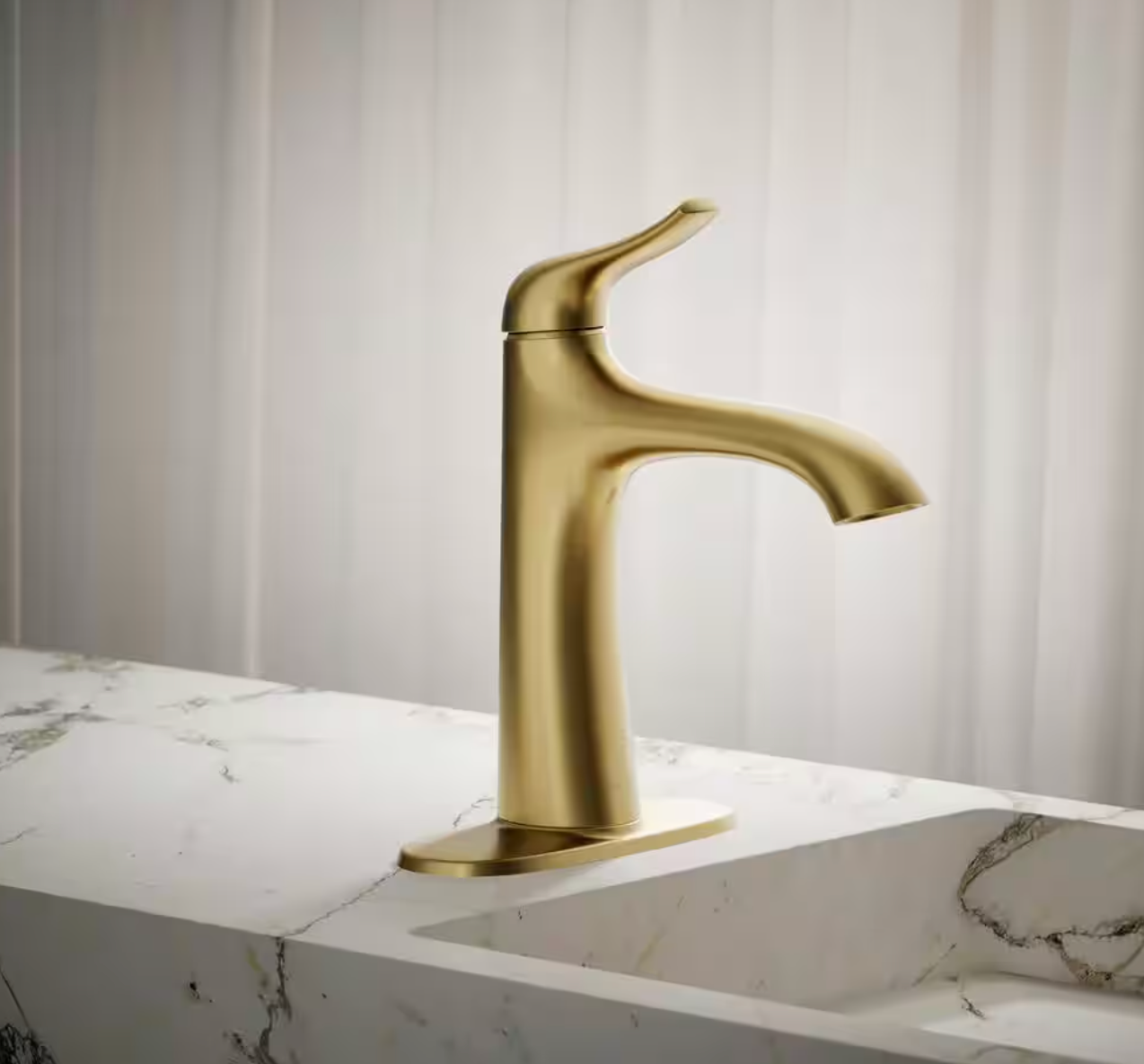 Easmor Single-Handle Single Hole Bathroom Faucet in Vibrant Brushed Moderne Brass (KOHLER)