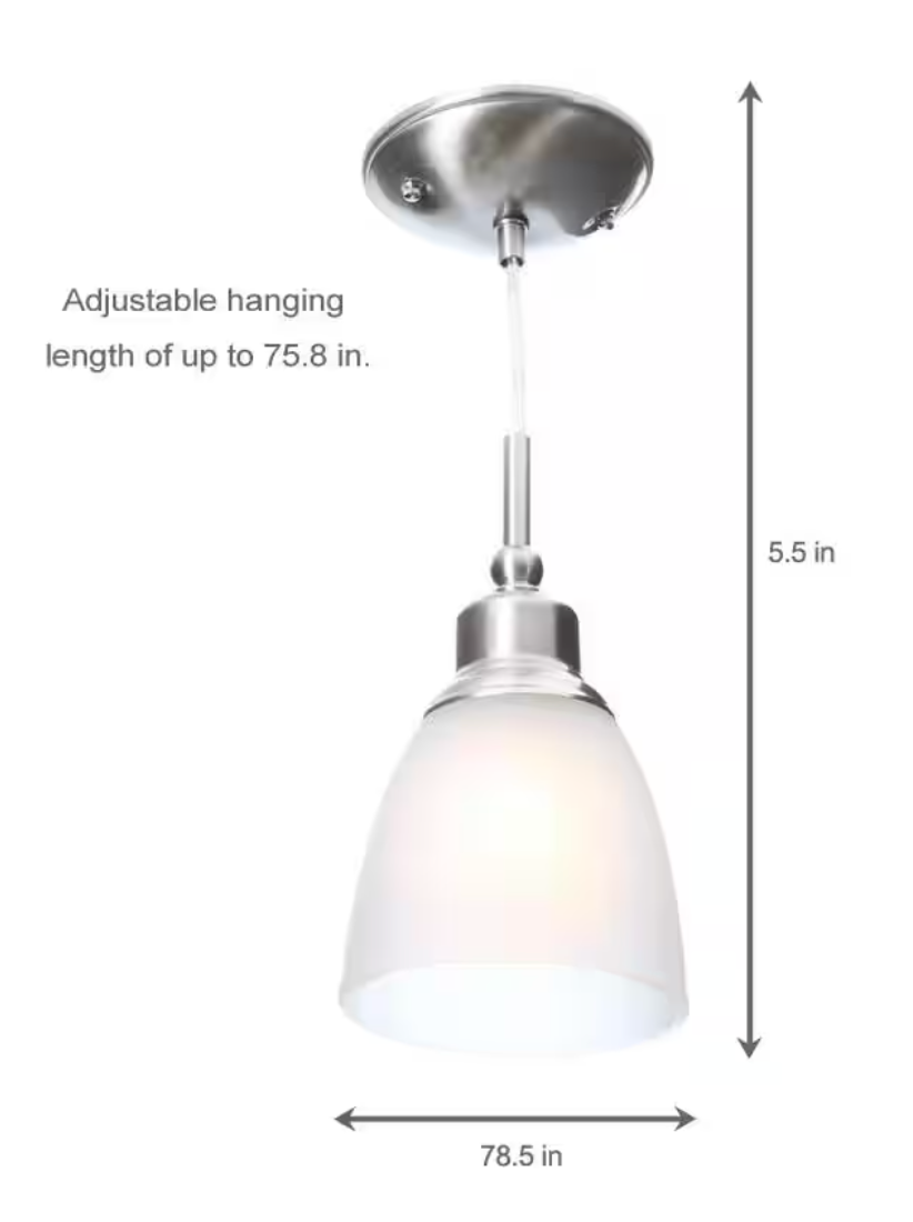 Hampton Bay Riverbrook 1-Light Brushed Nickel Mini Pendant with Frosted White Glass Shade (3-Pack)