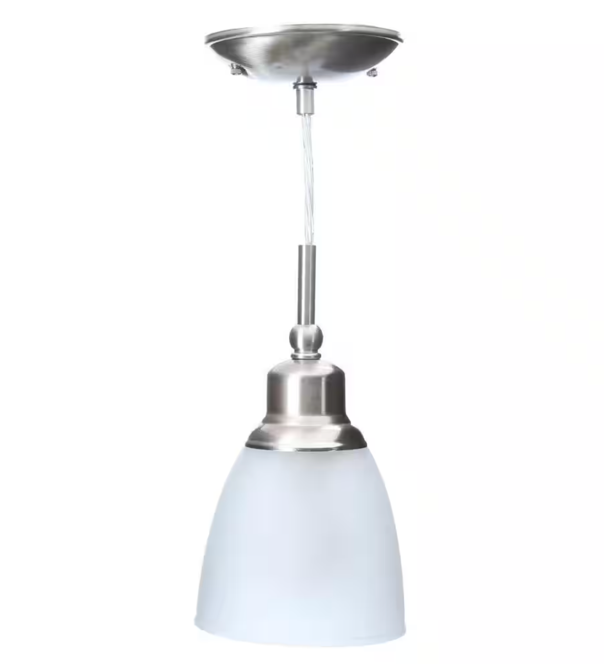 Hampton Bay Riverbrook 1-Light Brushed Nickel Mini Pendant with Frosted White Glass Shade (3-Pack)