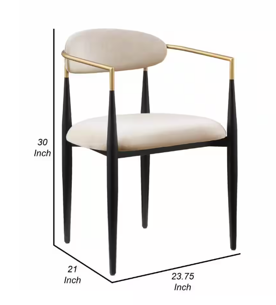 Taupe, Black and Gold Fabric Metal Frame Dining Chair (Set of 1)