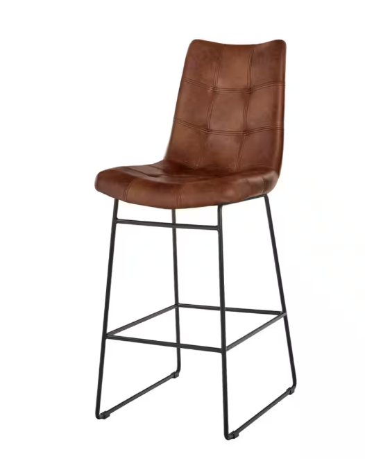 Ivers Stitched Faux Leather Upholstered Bar Stool with Back (Home Decorators Collection)