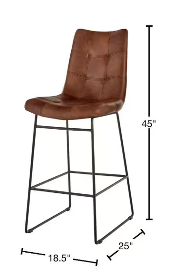 Ivers Stitched Faux Leather Upholstered Bar Stool with Back (Home Decorators Collection)