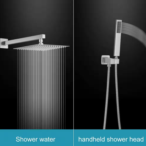 2-Spray Patterns With 2.5 GPM 12 in. Showerhead Wall Mounted Dual Shower Heads With Valve in Brushed Nickel