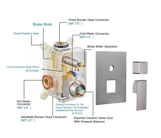 2-Spray Patterns With 2.5 GPM 12 in. Showerhead Wall Mounted Dual Shower Heads With Valve in Brushed Nickel