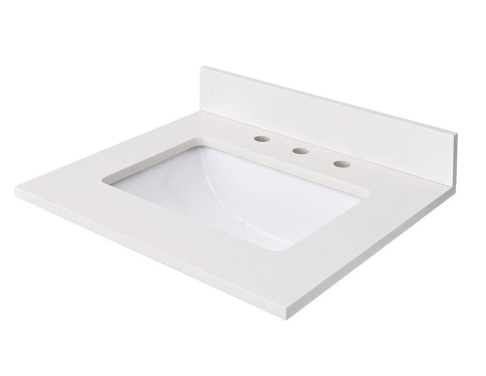 Vanity Top in Warm White 25 in. W x 22 in D Quartz White Rectangular Single Sink