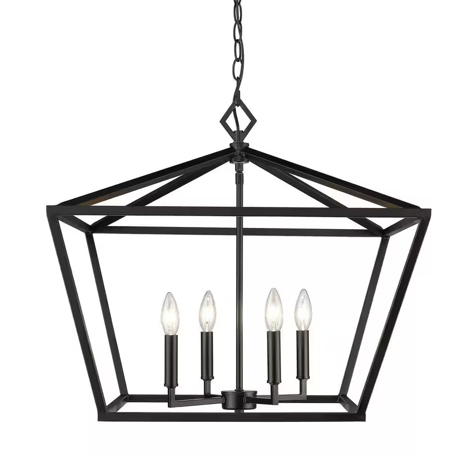 4-Light 23 in. Wide Matte Black Taper Candle Pendant (Millennium Lighting)