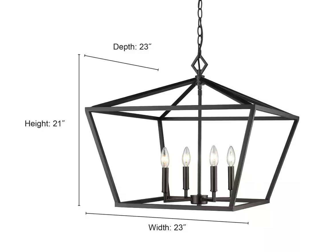 4-Light 23 in. Wide Matte Black Taper Candle Pendant (Millennium Lighting)