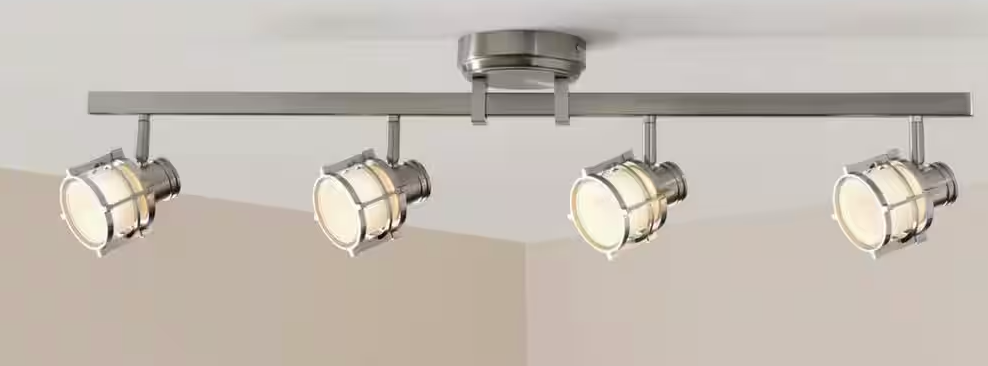 4-Light Pewter Integrated LED Track Lighting Fixture