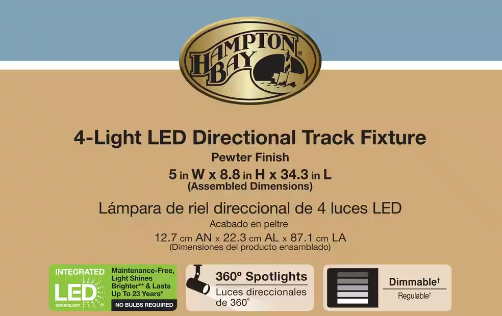 4-Light Pewter Integrated LED Track Lighting Fixture