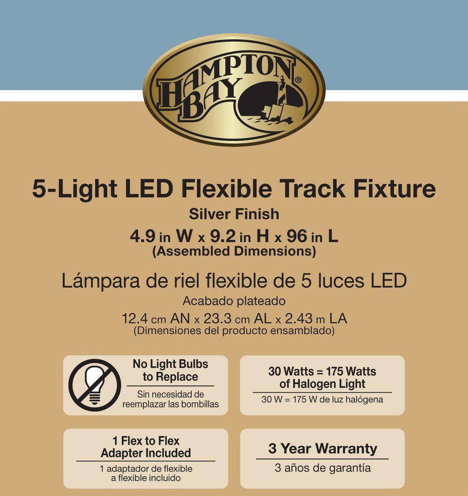 8 ft. Silver 5-Light Integrated LED Flex Track Lighting Kit