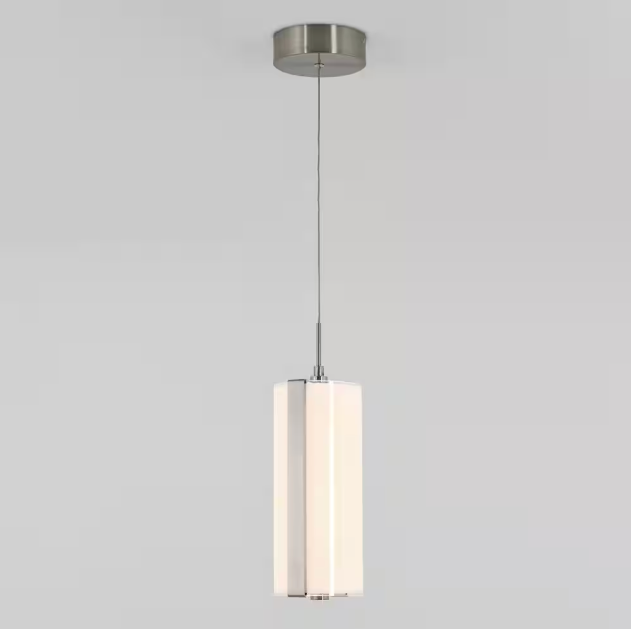 Artika Subway Round 12-Watt 1 Light Chrome Modern Integrated LED Mini Pendant Light Fixture for Kitchen Island