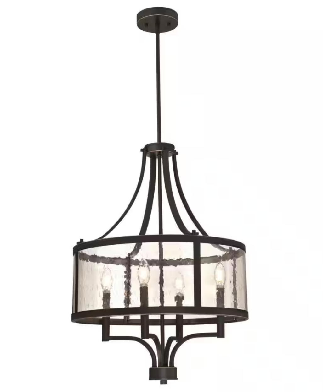 Belle View Four-Light Indoor Chandelier Rubbed Bronze Finish with Highlights and Clear Seeded Glass (Westinghouse Lighting)