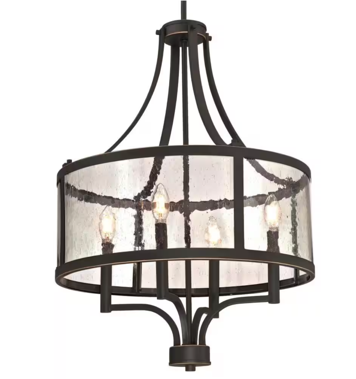 Belle View Four-Light Indoor Chandelier Rubbed Bronze Finish with Highlights and Clear Seeded Glass (Westinghouse Lighting)