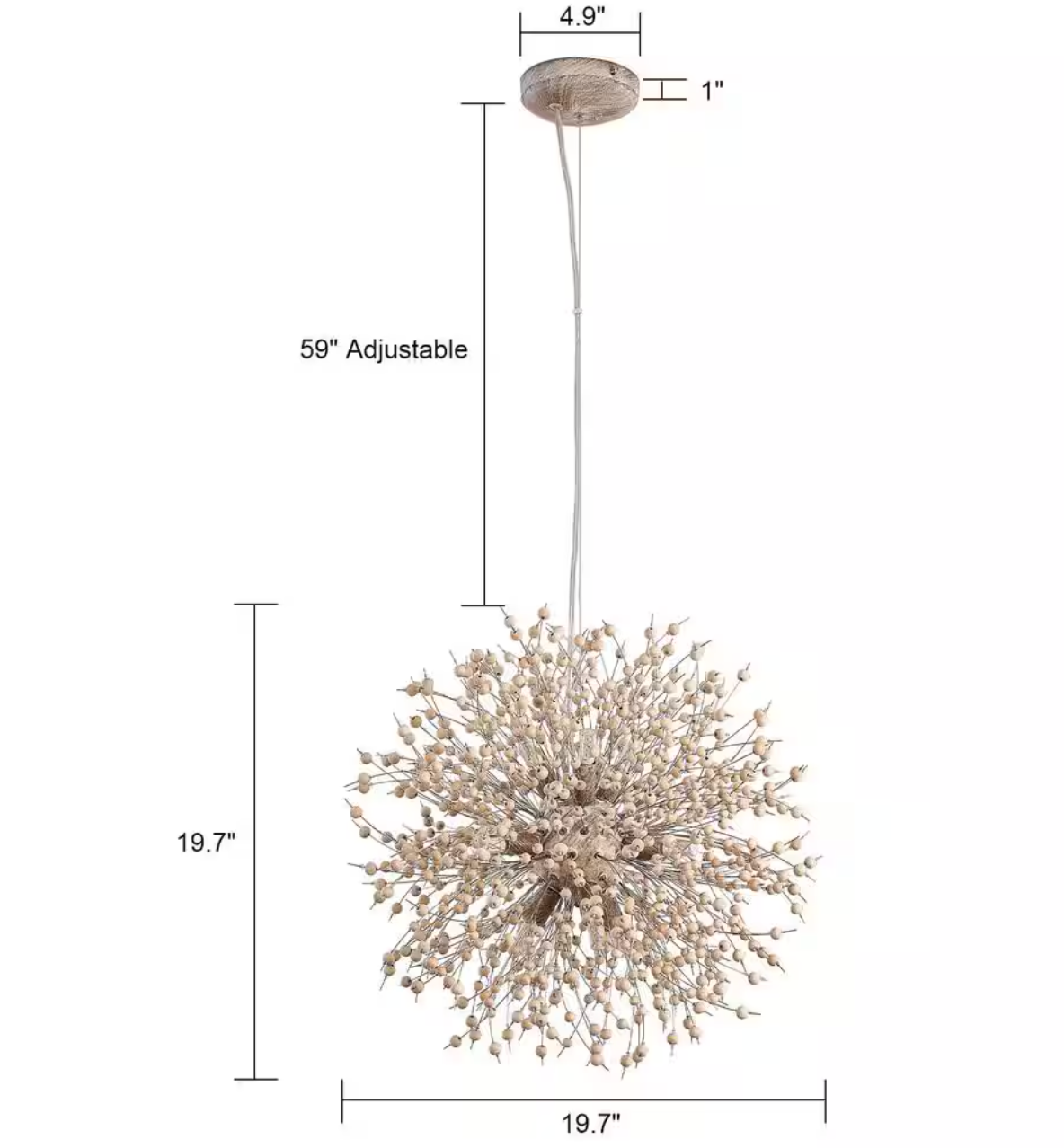 Calzada 9-Light Firework Sputnik Sphere Chandelier Rustic Dandelion Pendant Lighting for Living Room Dining Room Kitchen