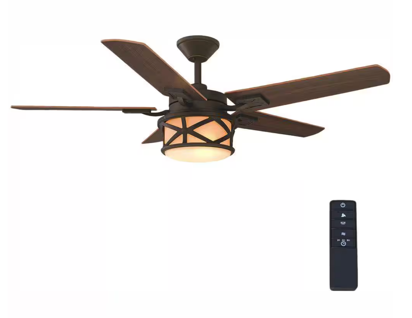 Copley 52 in. Indoor/Outdoor LED Oil Rubbed Bronze Ceiling Fan with Light Kit, Downrod, Remote and Reversible Blades