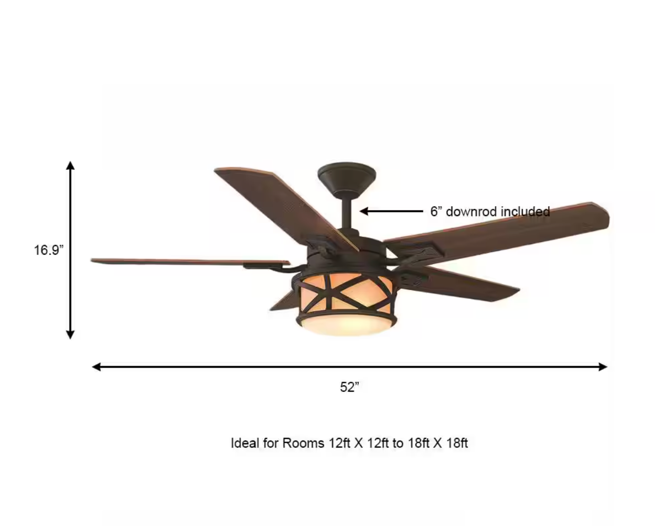 Copley 52 in. Indoor/Outdoor LED Oil Rubbed Bronze Ceiling Fan with Light Kit, Downrod, Remote and Reversible Blades