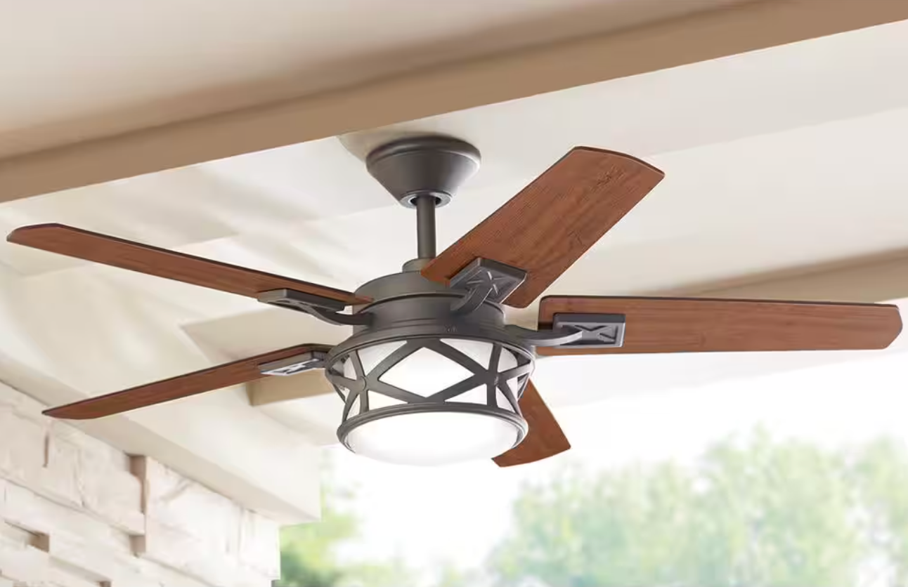 Copley 52 in. Indoor/Outdoor LED Oil Rubbed Bronze Ceiling Fan with Light Kit, Downrod, Remote and Reversible Blades