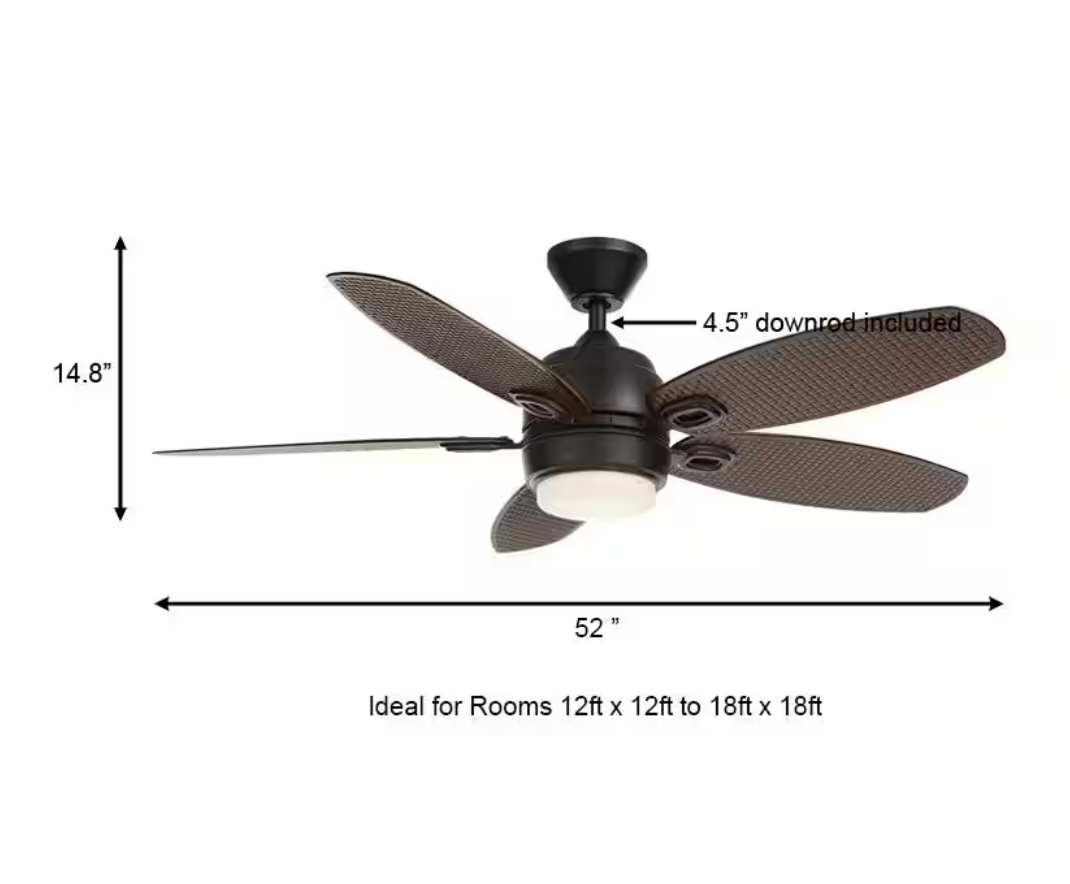 Daniel Island 52 in. White Color Changing Integrated LED Outdoor Matte Black Ceiling Fan with Light Kit and Remote