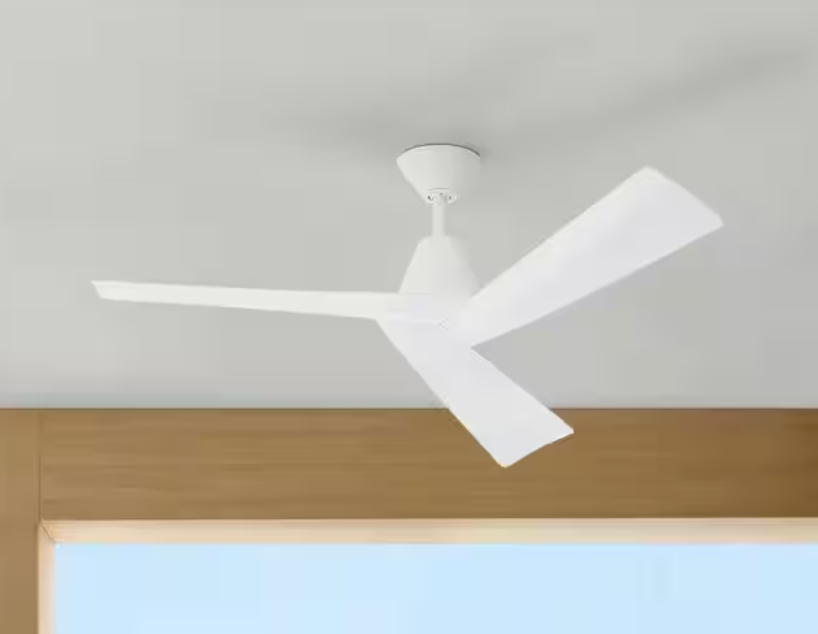 Easton 52 in. Indoor/Outdoor Matte White with Matte White Blades Ceiling Fan with Remote Included