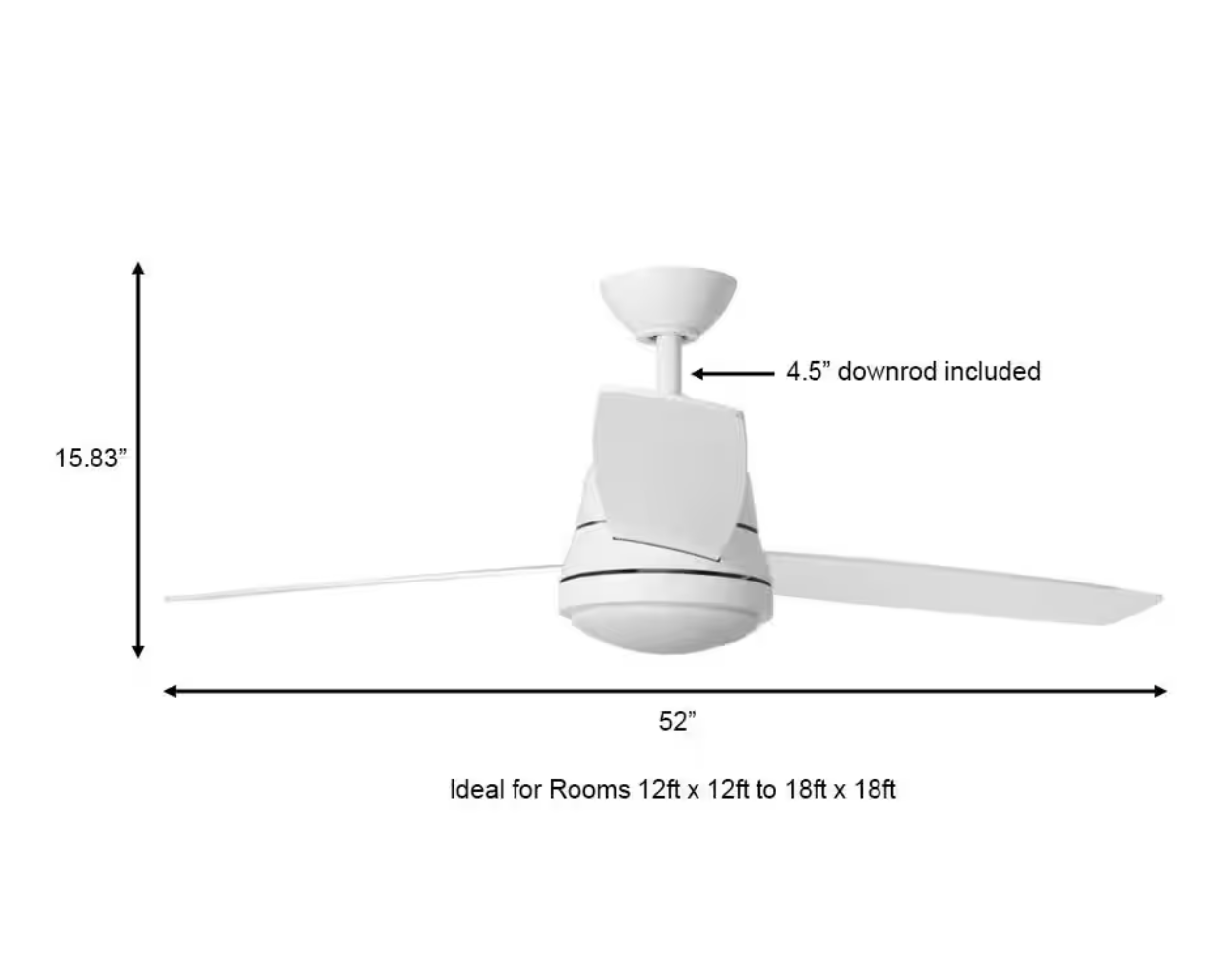 Caprice 52 in. Integrated LED Indoor Matte White Ceiling Fan with Light Kit and Remote Control (Hampton Bay)