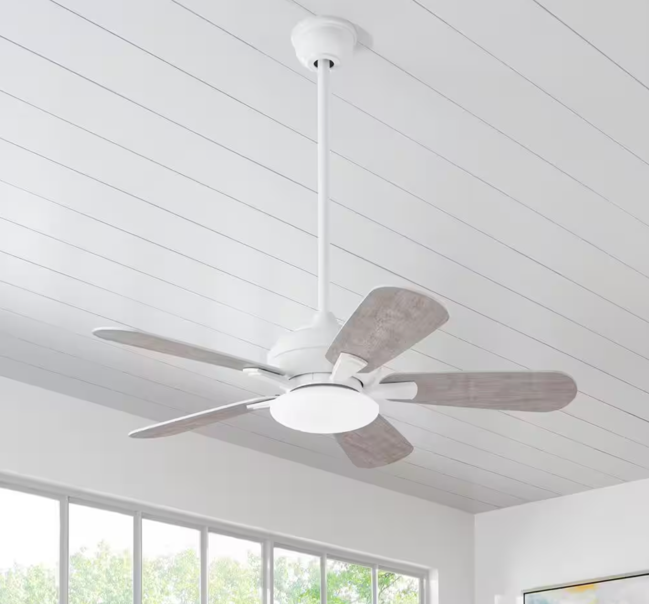 Benson 44 in. LED White Ceiling Fan with Light & Remote Control (Home Decorators)