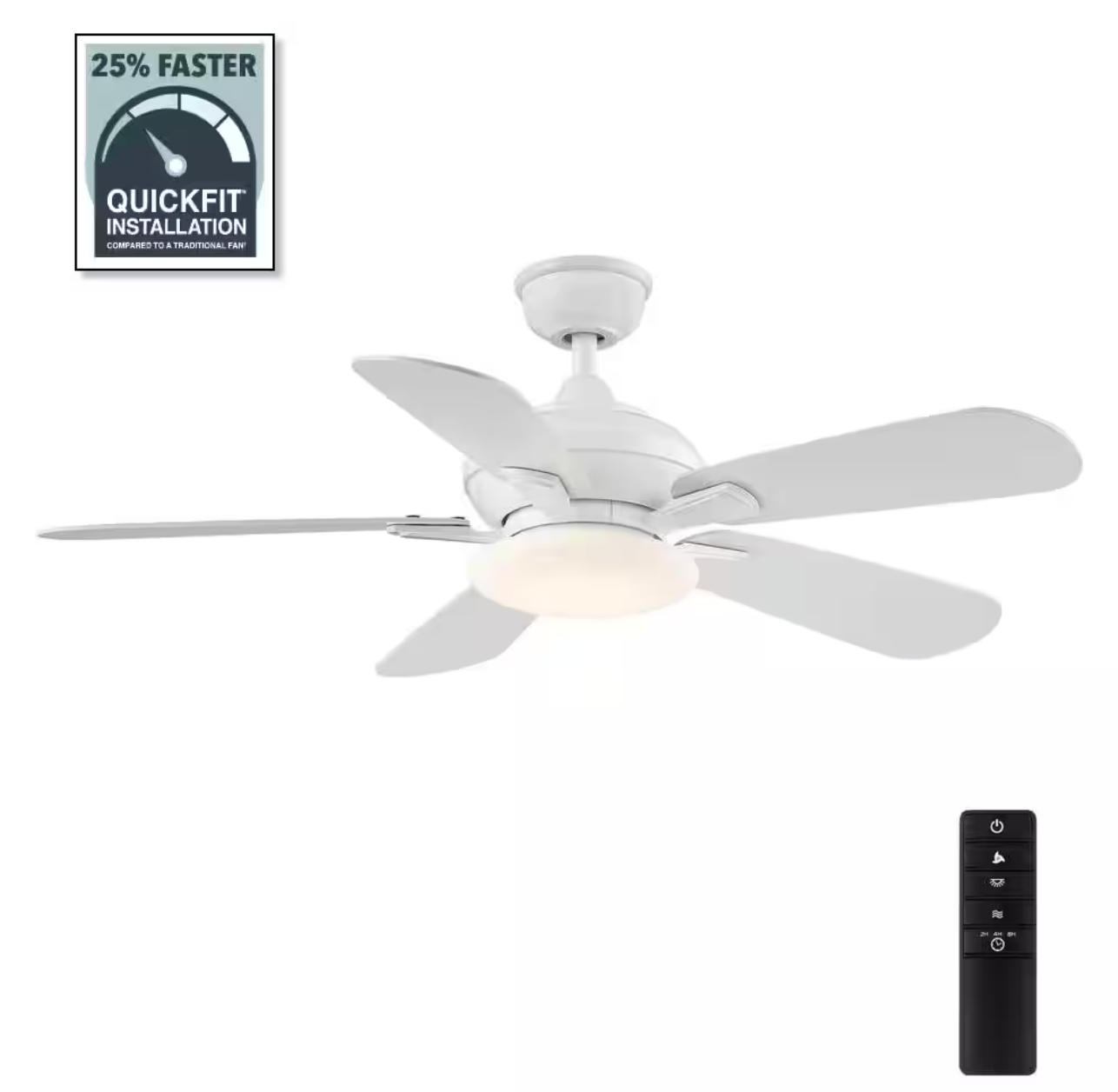 Benson 44 in. LED White Ceiling Fan with Light & Remote Control (Home Decorators)