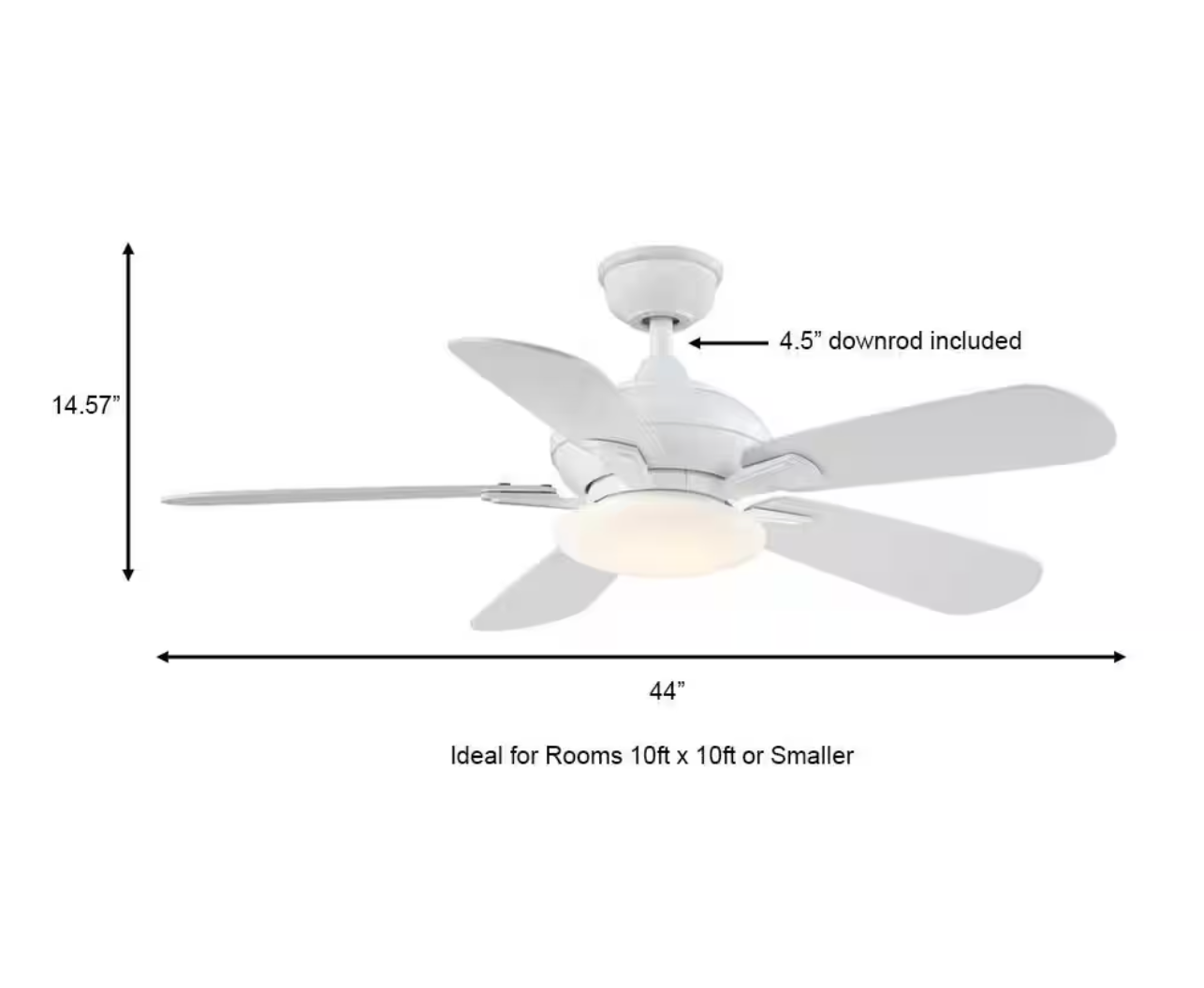 Benson 44 in. LED White Ceiling Fan with Light & Remote Control (Home Decorators)