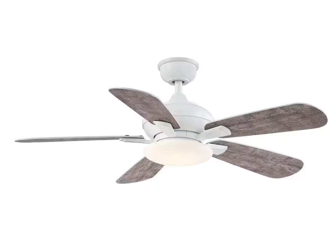 Benson 44 in. LED White Ceiling Fan with Light & Remote Control (Home Decorators)