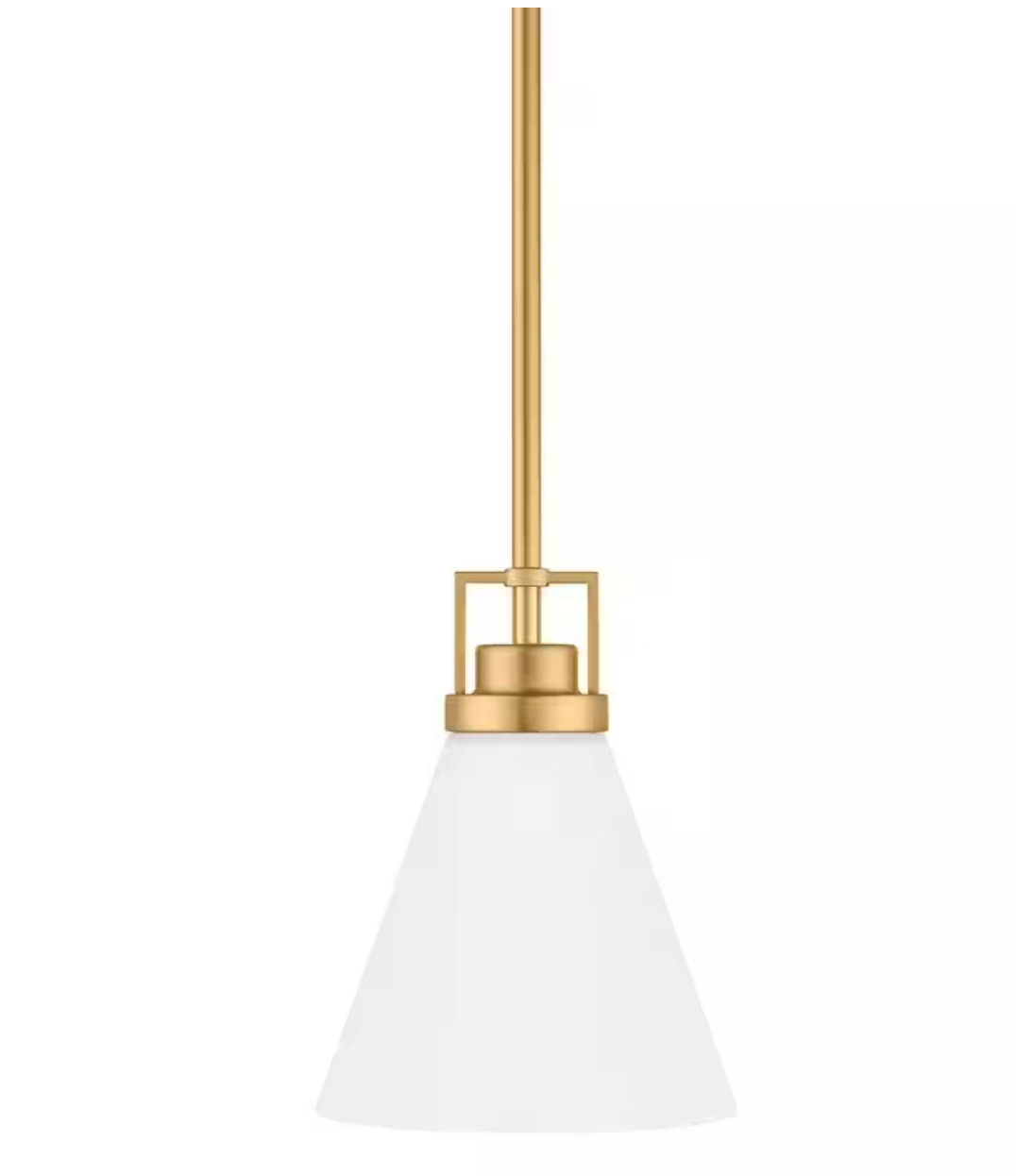 Clermont 1-Light Satin Brass Shaded Pendant Light with Milk Glass Shade