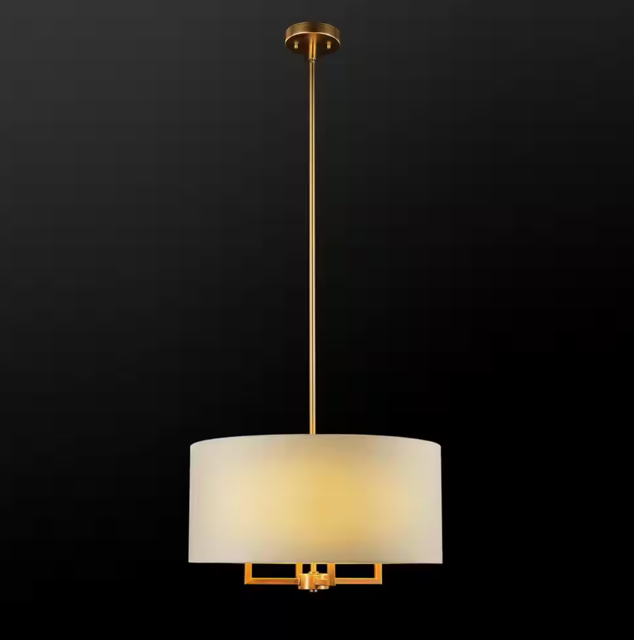 Emery 4-Light Matte Brass Pendant Light with Beige Fabric Shade (Globe Electric)