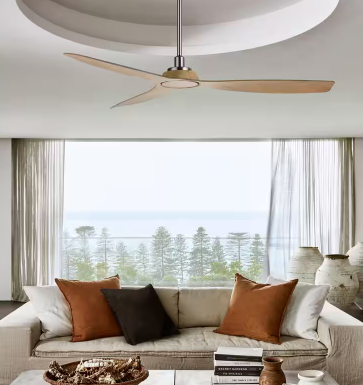 Moto 52 in. Indoor Brushed Nickel and Teak Ceiling Fan with Remote Control (Lucci Air)