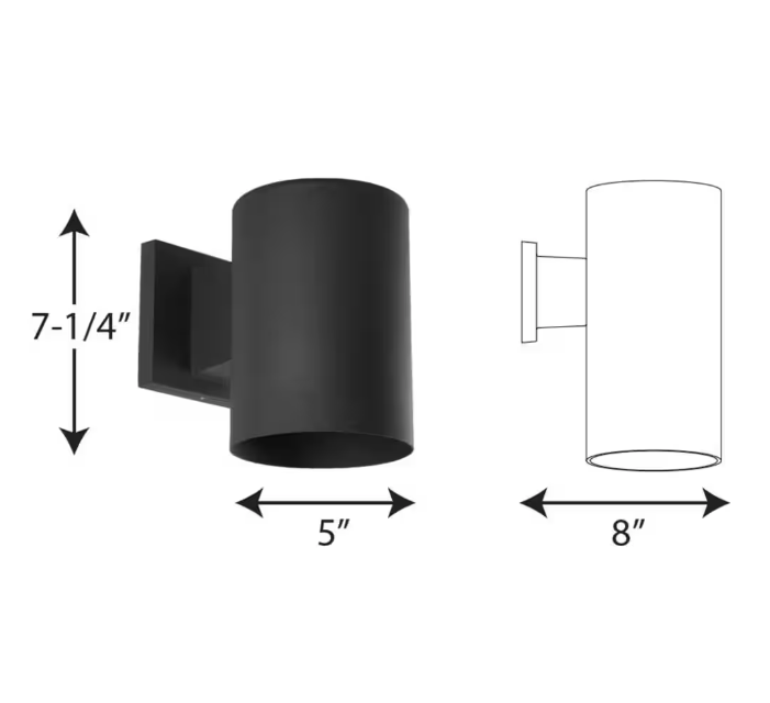 Progress Lighting - 5" Black Outdoor Modern Wall Cylinder for Outdoor Spaces with Up-Down Light Output