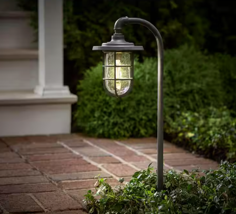 Greenwood Low Voltage Zinc LED Outdoor Path Light with Water Glass Shade