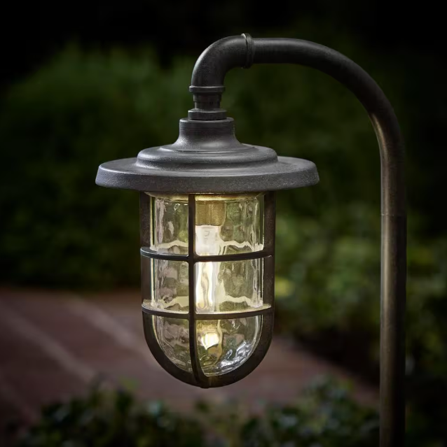 Greenwood Low Voltage Zinc LED Outdoor Path Light with Water Glass Shade