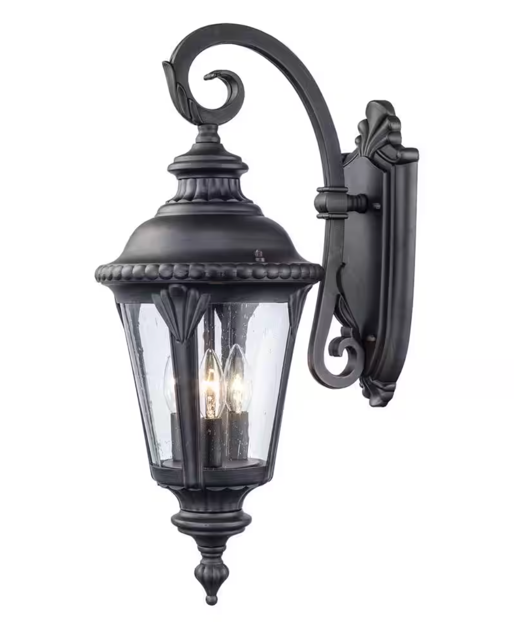 Commons 3-Light Rust Lantern Outdoor Wall Light Fixture with Seeded Glass