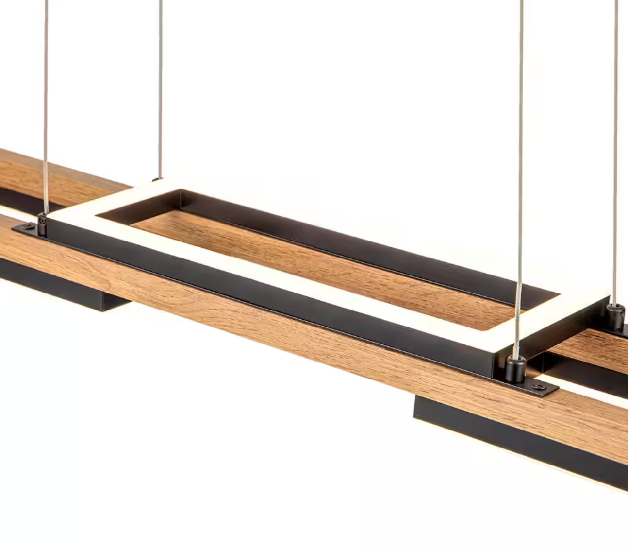 Iris 3-Light Integrated LED Linear Chandelier Kitchen Island Pendant with Wood Accents