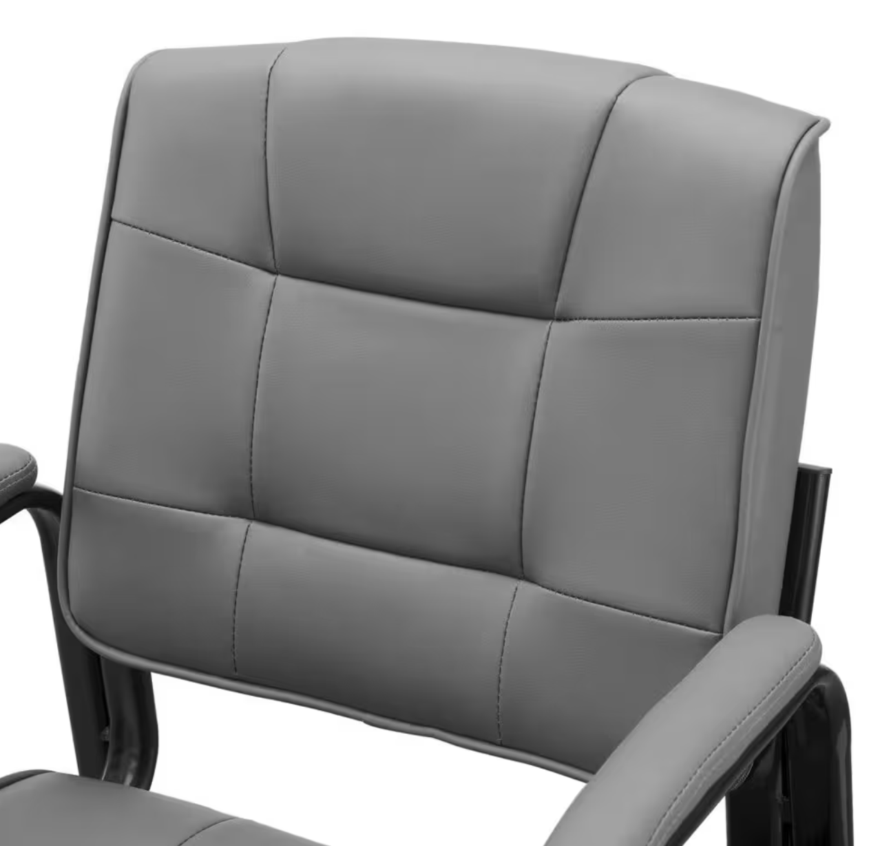 Gray Office Guest Chair Leather Executive Waiting Room Chairs Lobby Reception Chairs with Padded Arm Rest (ONLY 1)