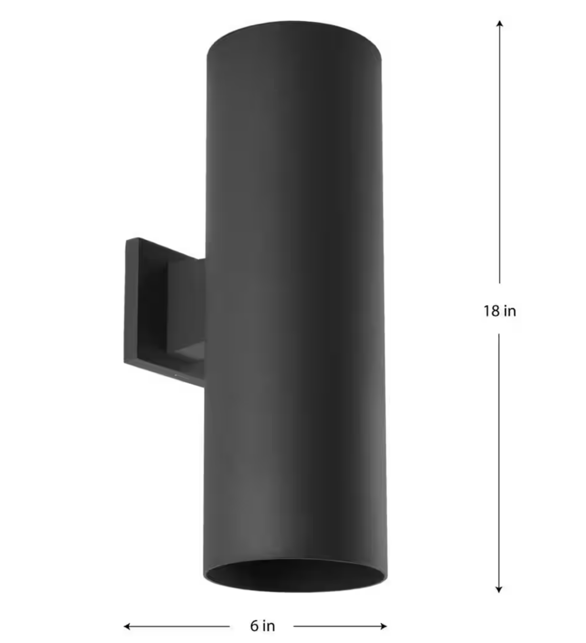 Cylinder Collection 6" Black Modern Outdoor Up and Down Light Aluminum Wall Lantern Light