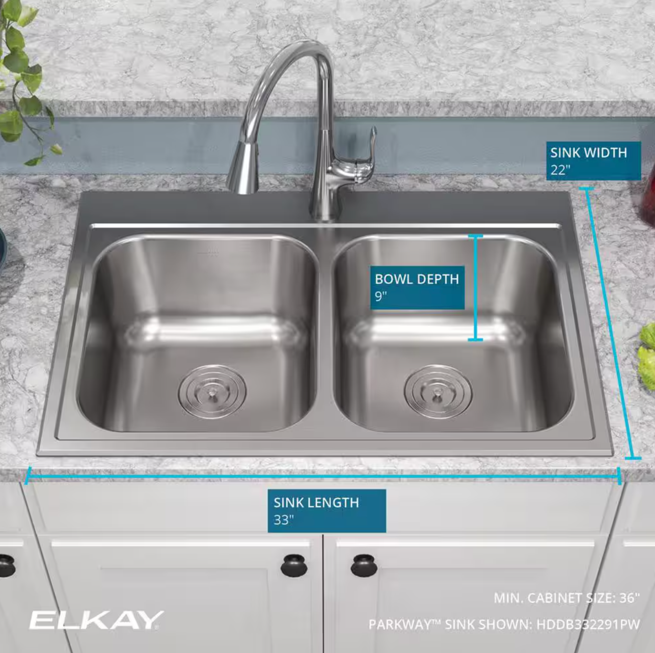 Parkway 33 in. Drop-in Single Bowl 20-Gauge Stainless Steel Kitchen Sink Only (Elkay)