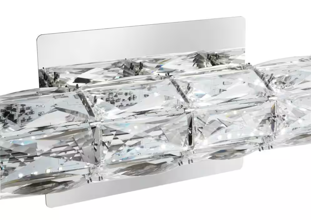 Keighley 18 in. Integrated LED Chrome Bathroom Vanity Light Fixture with Crystal Shade (Home Decorators Collection)