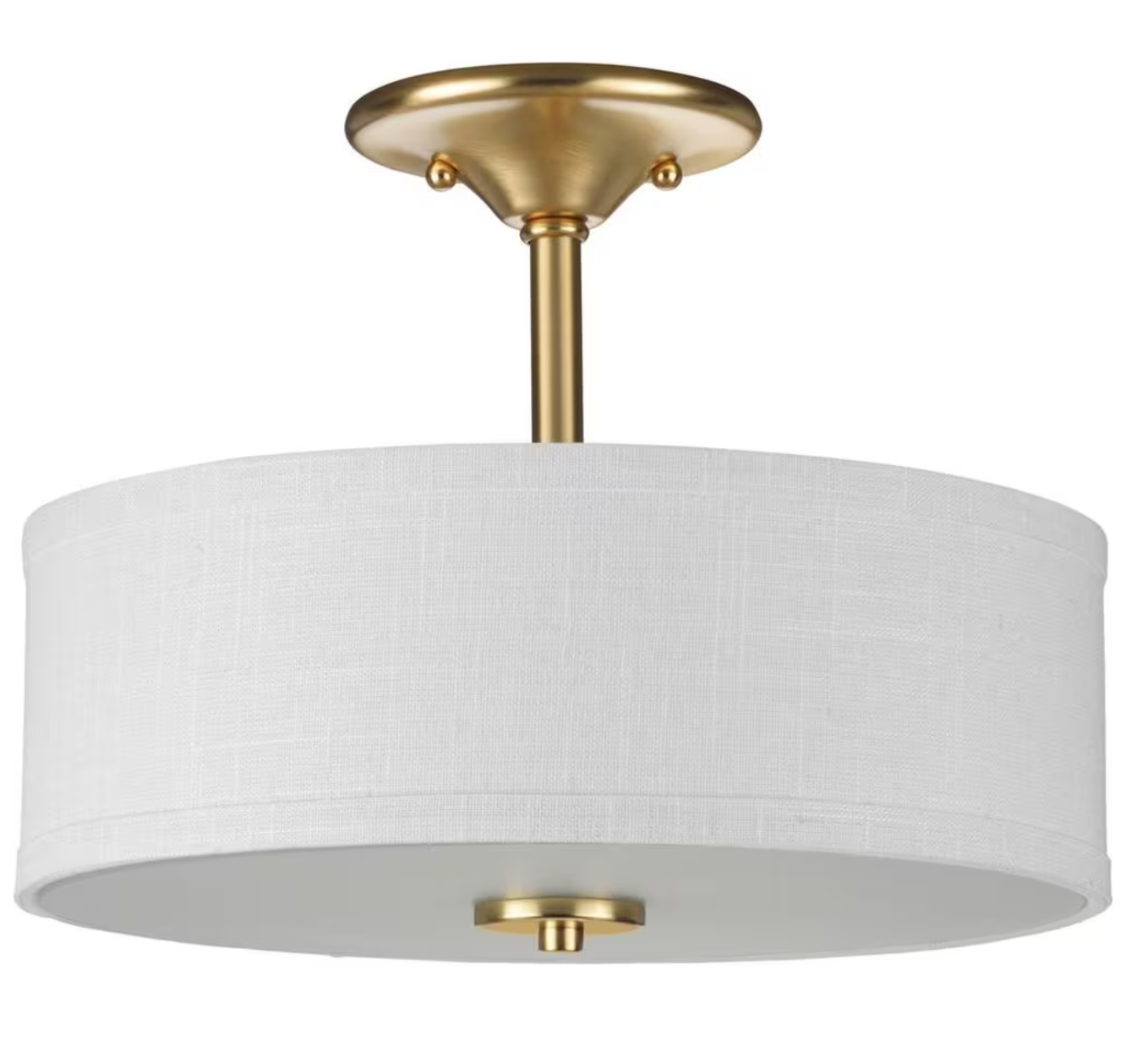 Inspire Collection 2-Light Satin Brass Summer Linen Shade New Traditional Semi-Flush Light