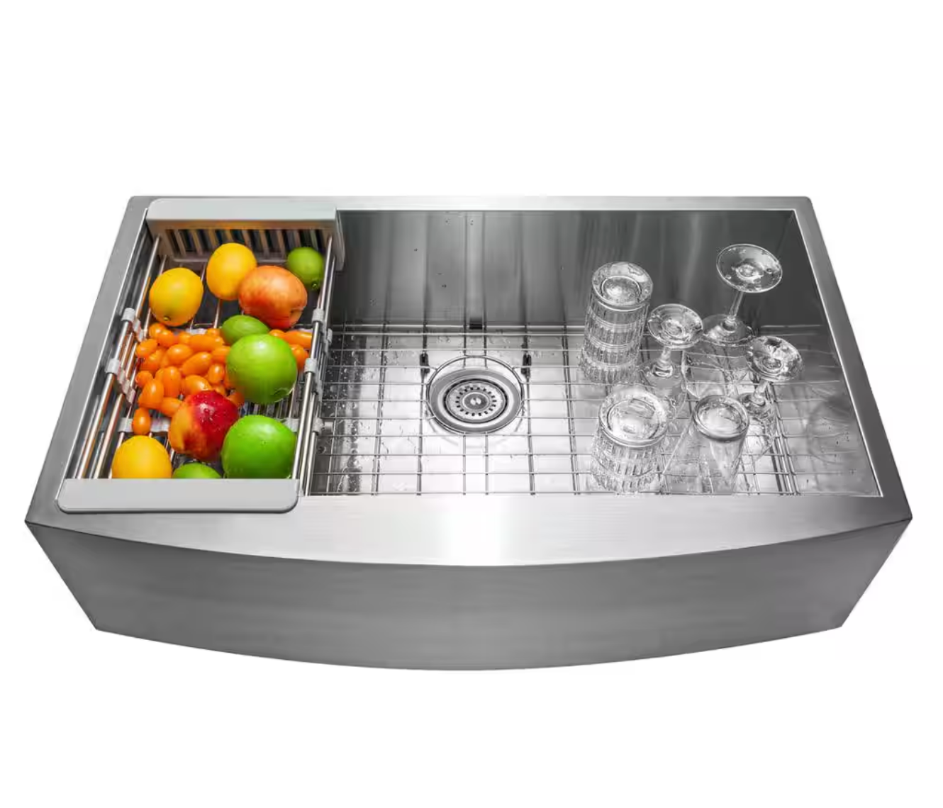 Handmade Farmhouse Apron Front Stainless Steel 30 in. x 20 in. Single Bowl Kitchen Sink Kit with Accessories (AKDY)